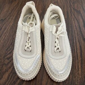 Dolce Vita White and Silver Embellished Sneakers